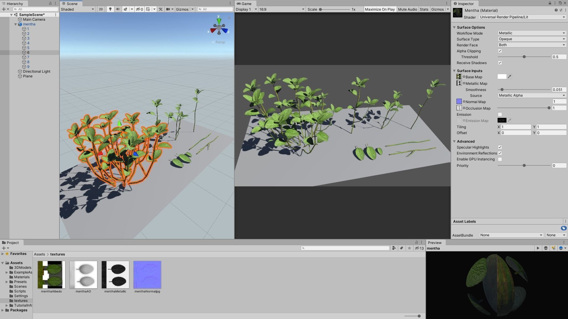 Plant Mentha Spicata - Game Asset - LowPoly Low-poly 3D model_4