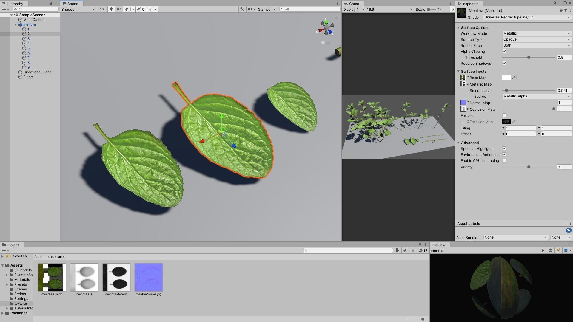 Plant Mentha Spicata - Game Asset - LowPoly Low-poly 3D model_5