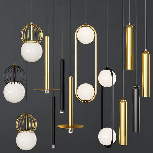 Pendant lights set 052 3D model