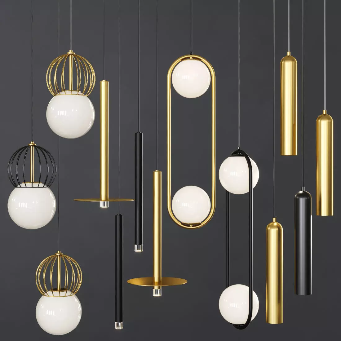 Pendant lights set 052 3D model_0