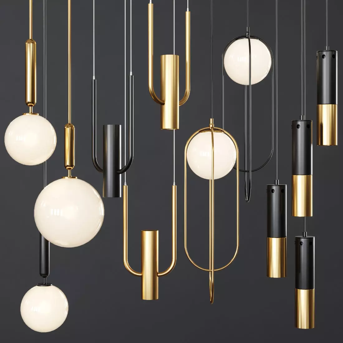 Pendant lights set 053 3D model
