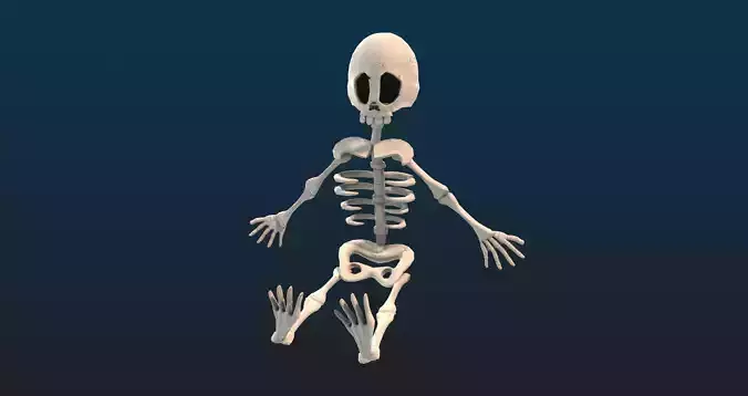 Cartoon style Skeleton for games Low-poly 3D model