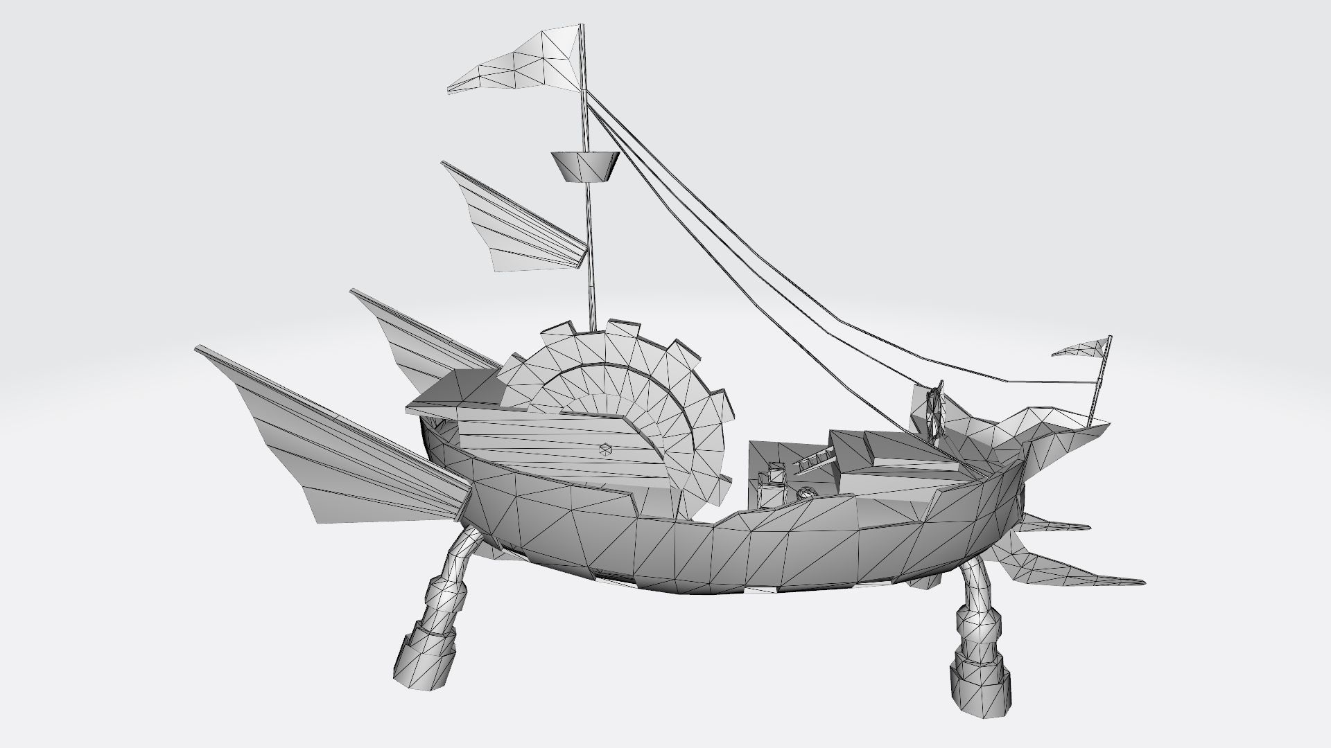 Fantasy pirate ship fighting arena for games Low-poly 3D model_8