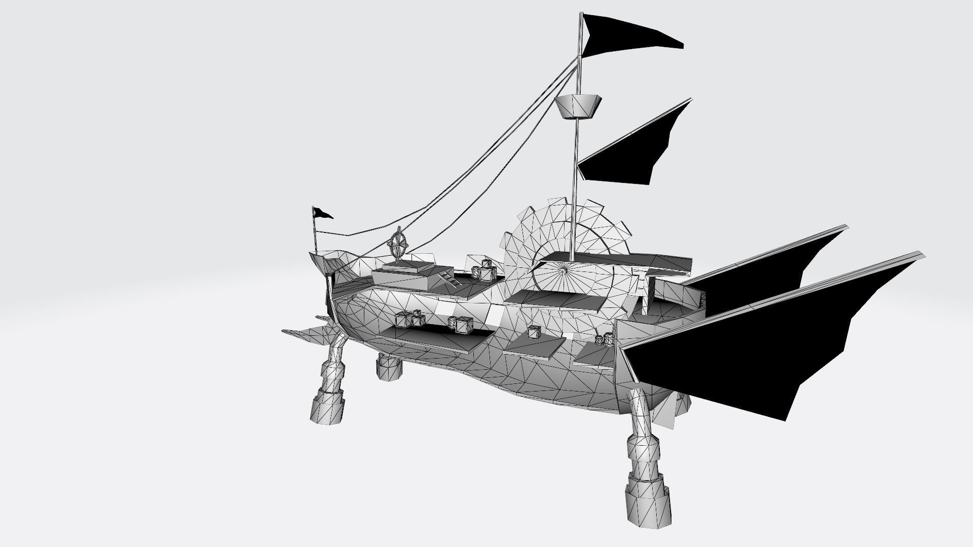 Fantasy pirate ship fighting arena for games Low-poly 3D model_7