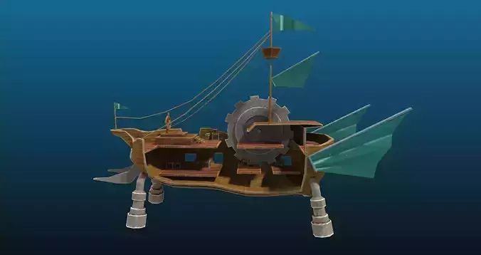 Fantasy pirate ship fighting arena for games