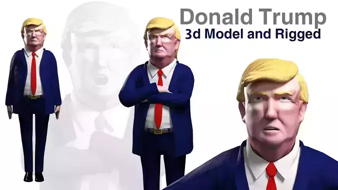 Cartoon Donald Trump 3d model rigged  Low-poly 3D model