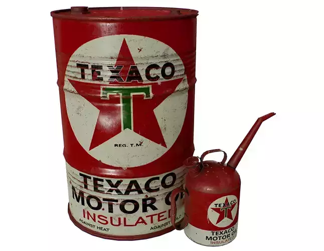 Old TEXACO Motor Oil Barrel and Canister