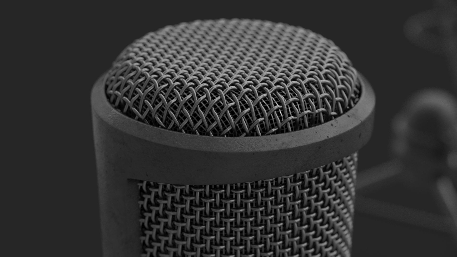 Audio-Technica AT2020 Microphone with USB port on tripod stand 3D model_8