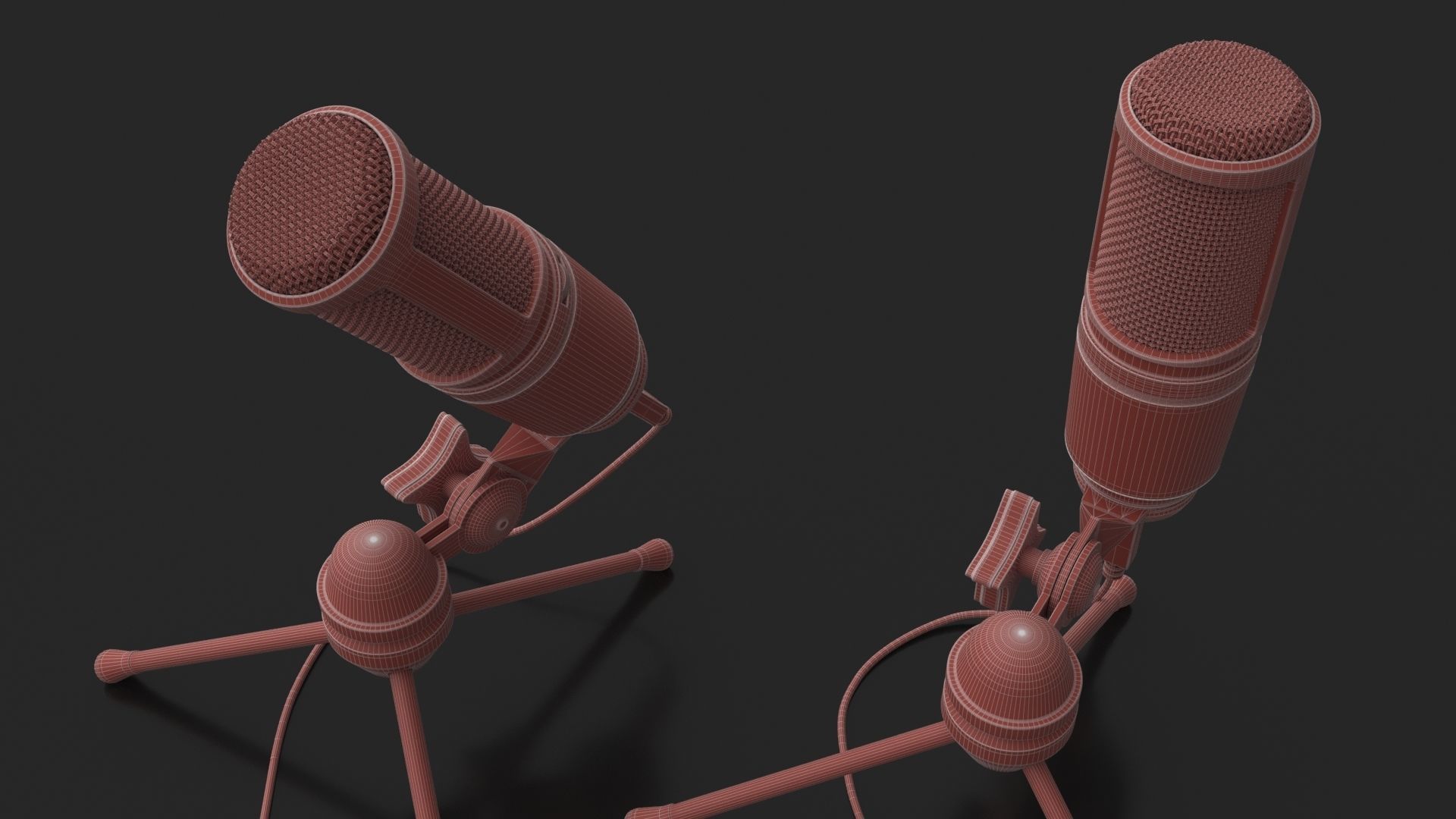 Audio-Technica AT2020 Microphone with USB port on tripod stand 3D model_13