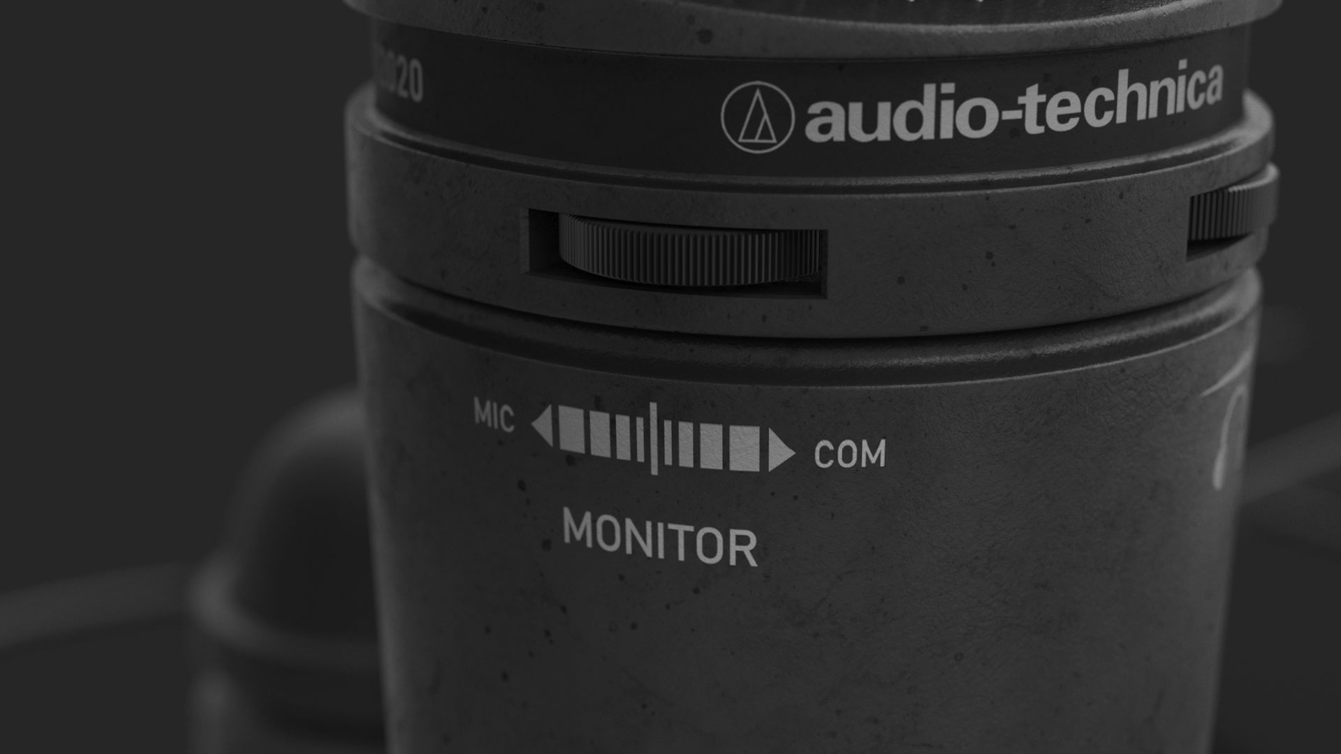 Audio-Technica AT2020 Microphone with USB port on tripod stand 3D model_9