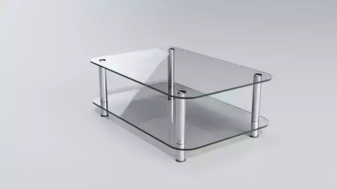 Simple modern glass table with metal feet