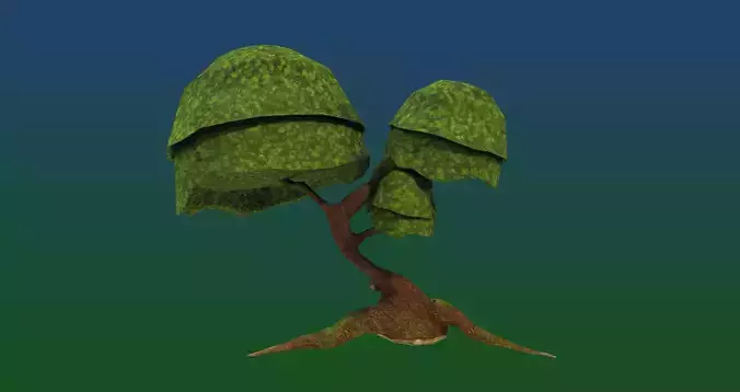 Cartoon style Swamp tree for games Low-poly 3D model