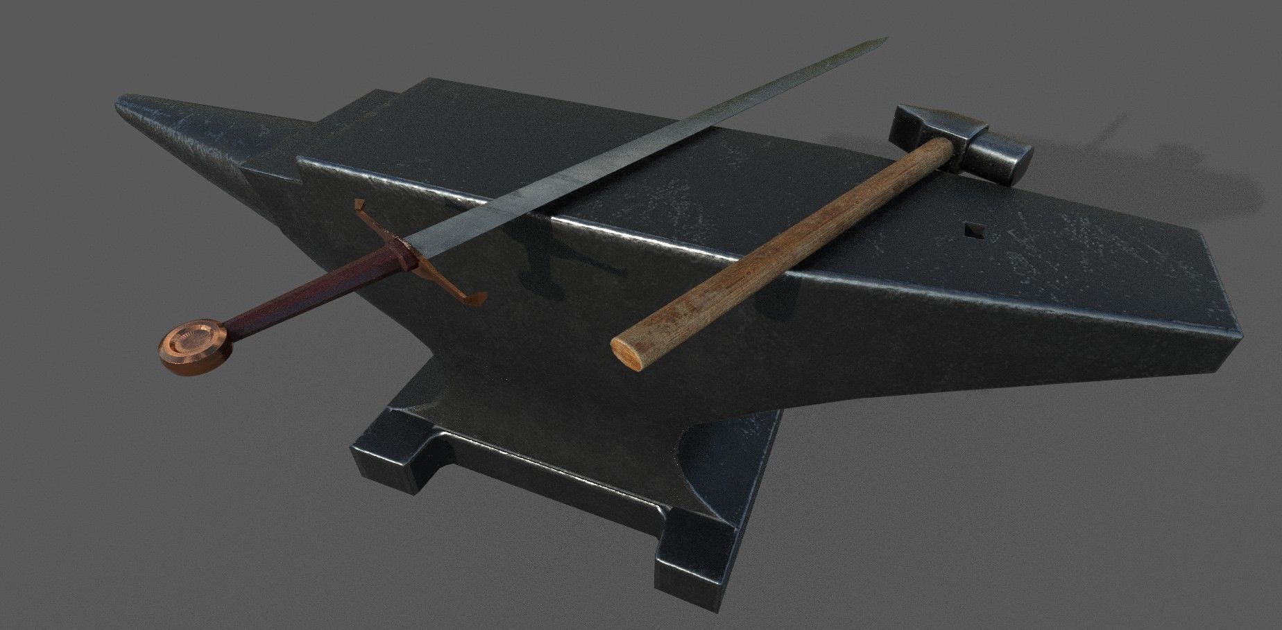 Medieval Craftsman Tools  Low-poly 3D model_4