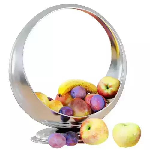 Fruit in a beautiful metal vase