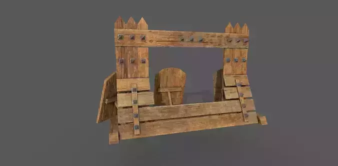 Barricade 3D model wooden chair with two doors