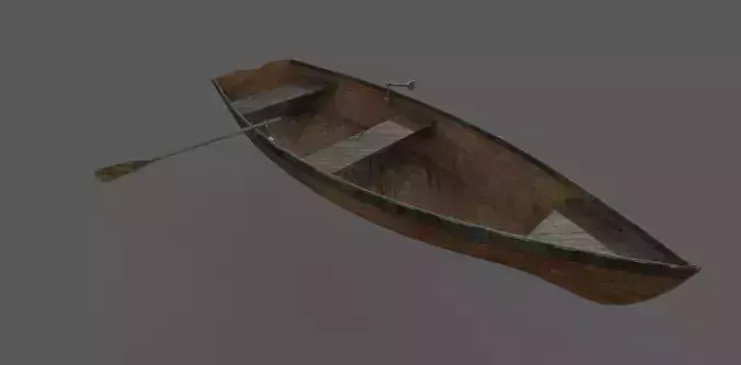 Wooden Boat Low-poly 3D model