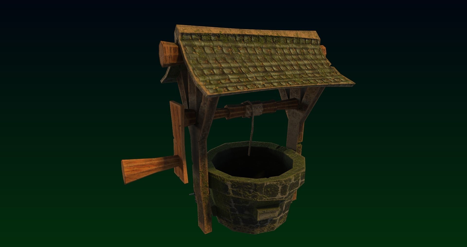 Old Well Game asset Low-poly 3D model_3