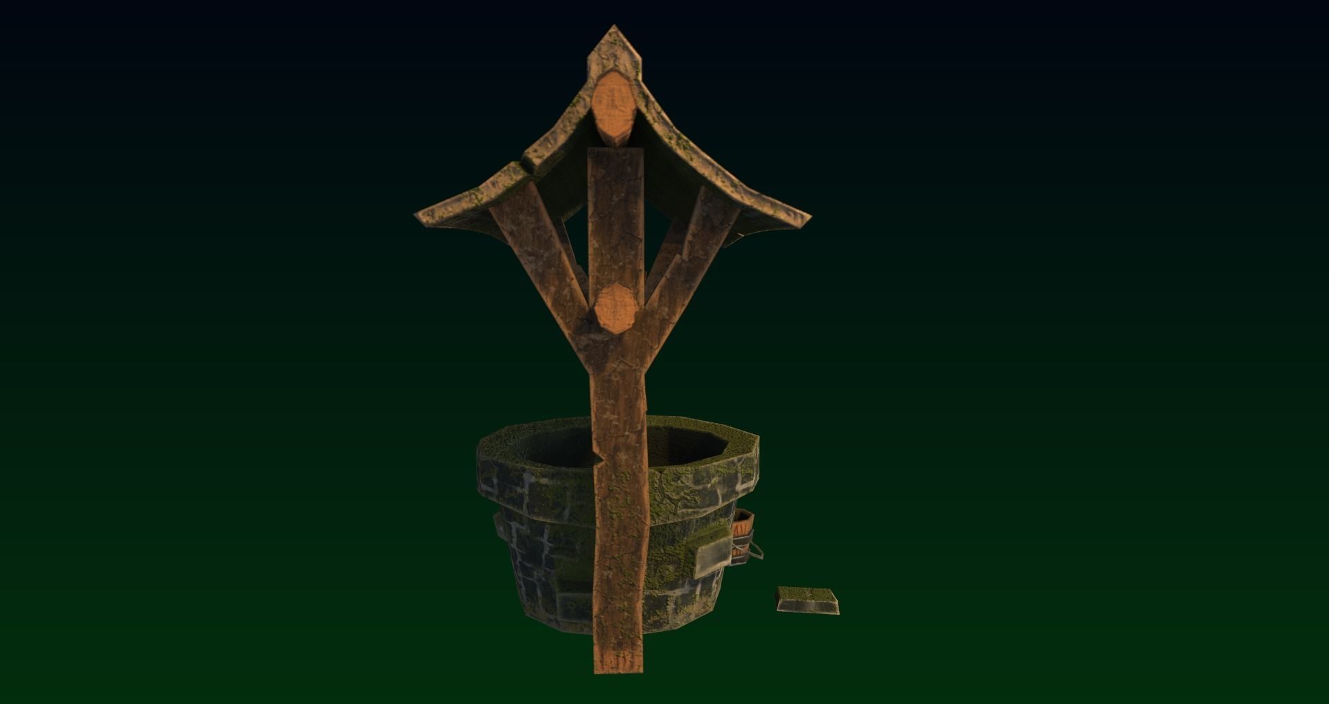 Old Well Game asset Low-poly 3D model_5