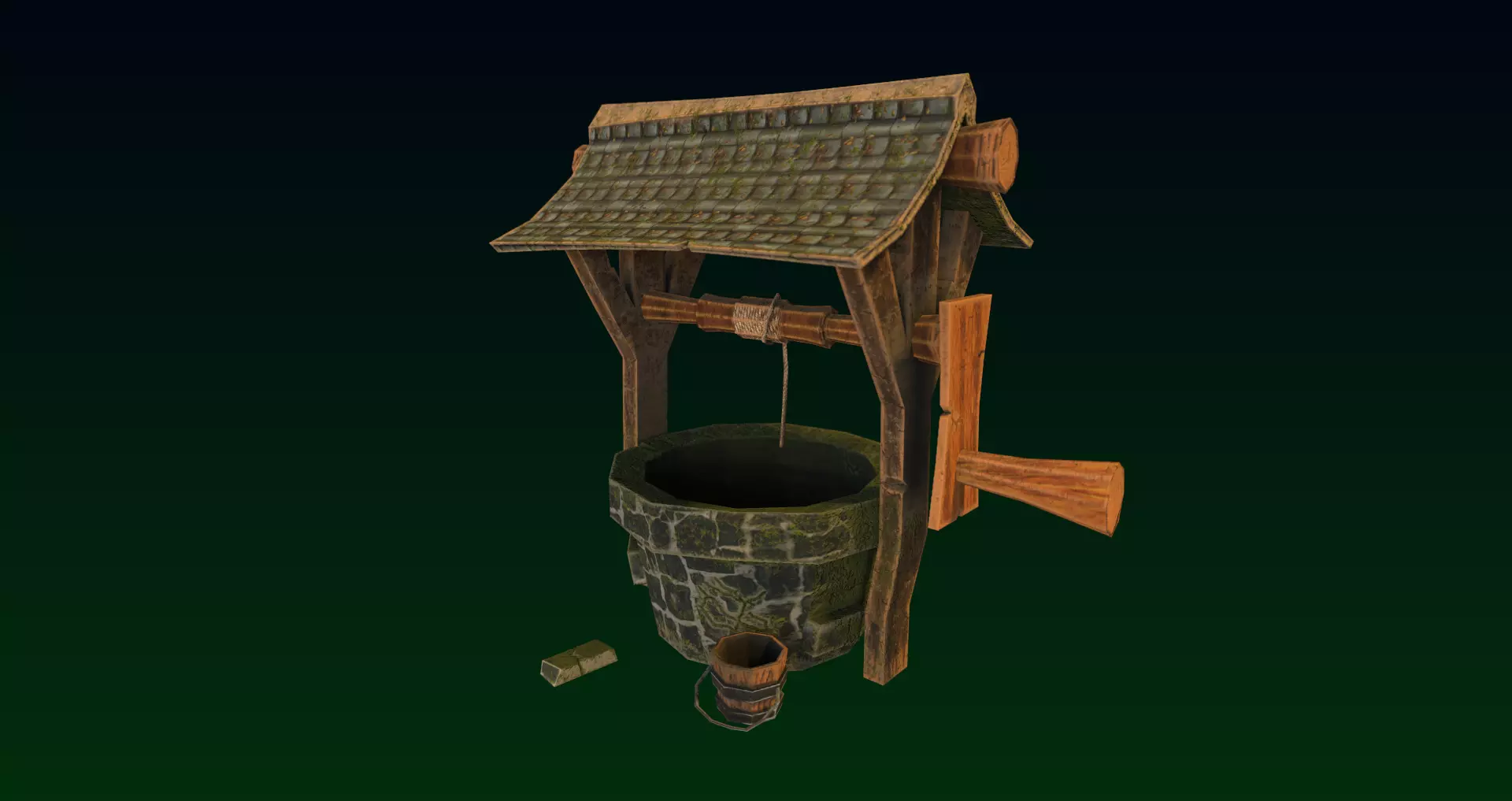 Old Well Game asset Low-poly 3D model_0