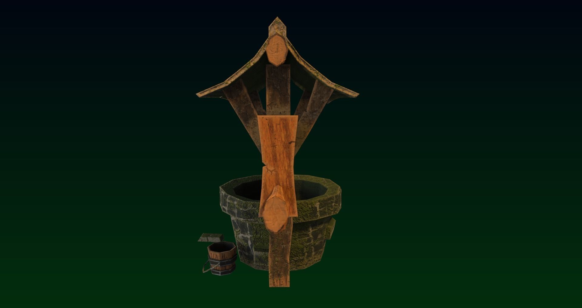 Old Well Game asset Low-poly 3D model_4