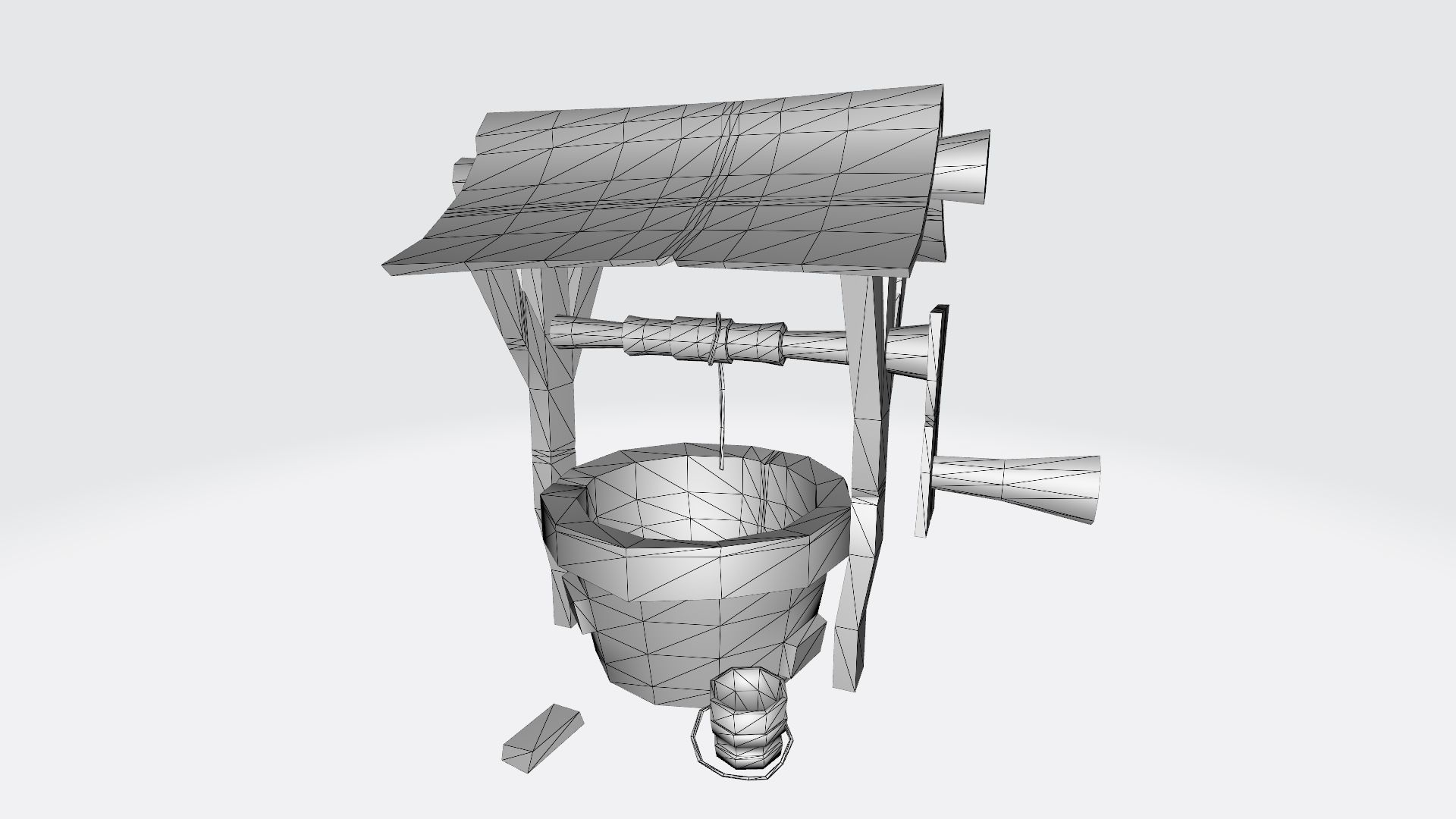 Old Well Game asset Low-poly 3D model_6