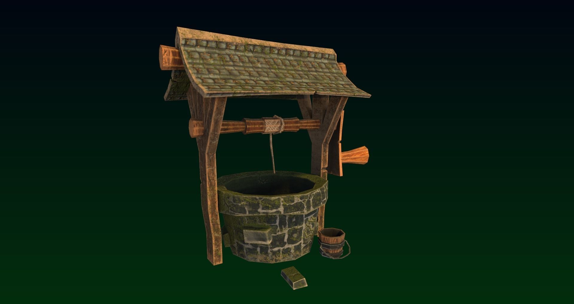 Old Well Game asset Low-poly 3D model_2