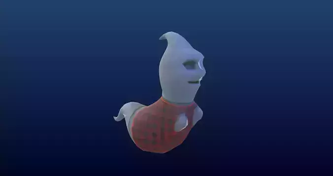 Cartoon style ghost character  Low-poly 3D model