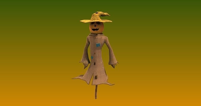 Cartoon style ScareCrow  Low-poly 3D model