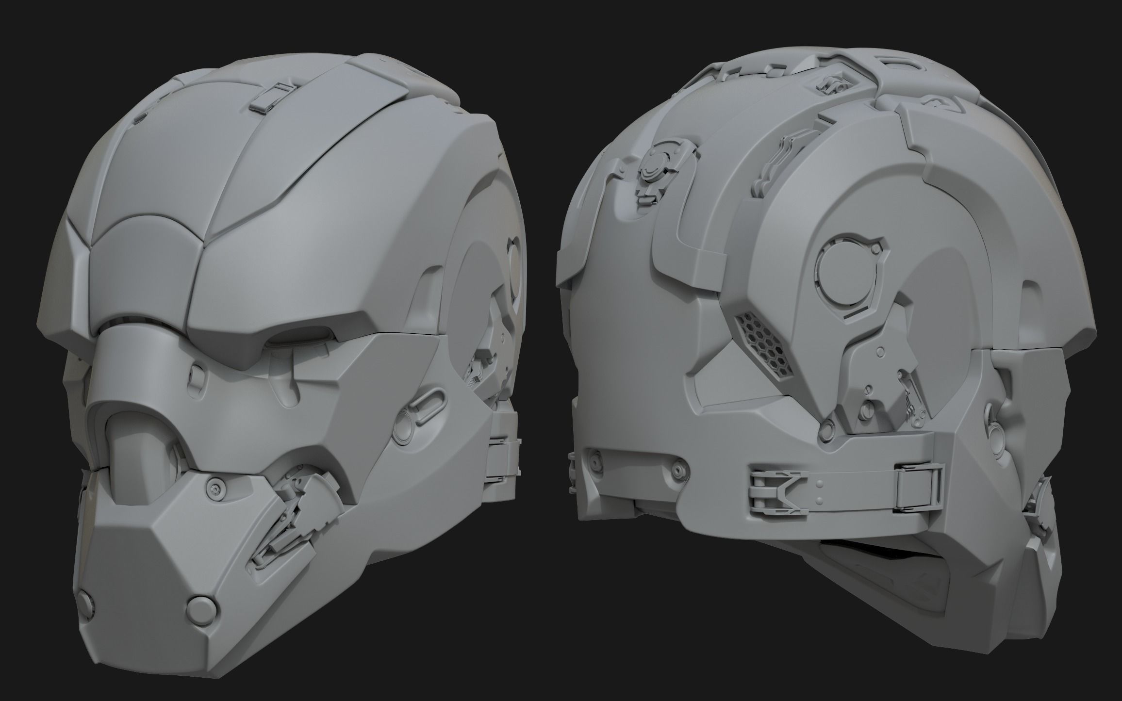 Sci-Fi Military Helmet 3D model_1