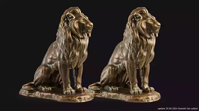 Lion sitting on a stone Decorative Sculpture 3D print model