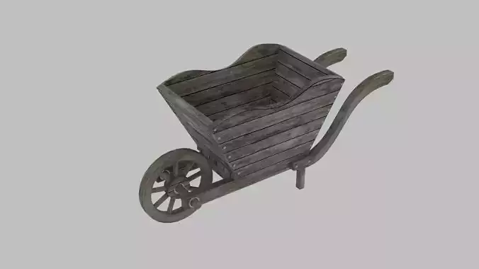 wooden old cart Low-poly 3D model