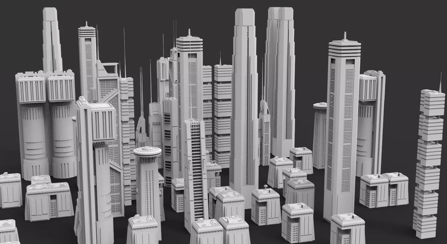 Sci-Fi building dressing kitbash PACK - 2 Low-poly 3D model_0