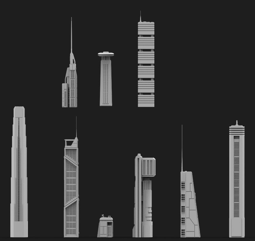 Sci-Fi building dressing kitbash PACK - 2 Low-poly 3D model_6