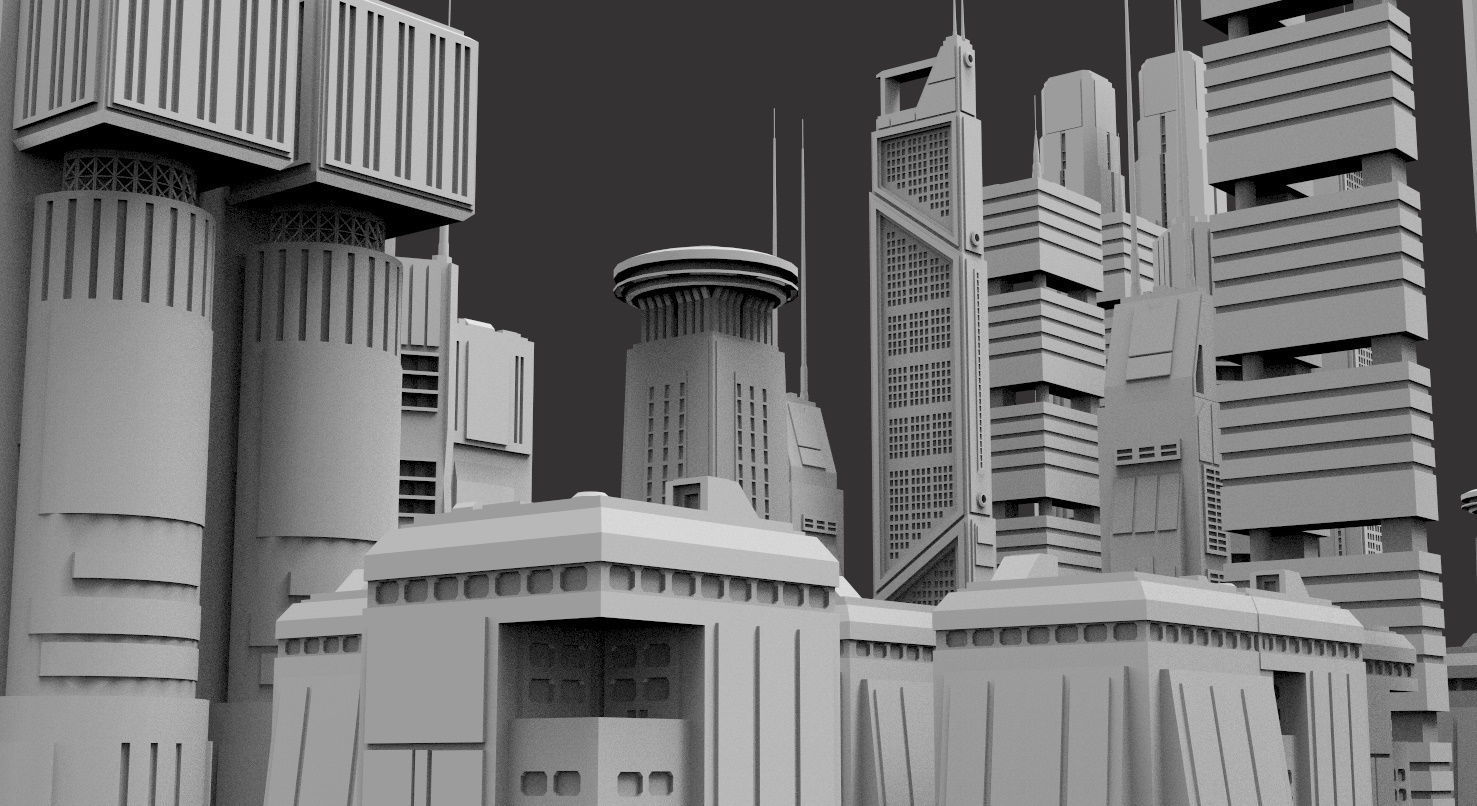 Sci-Fi building dressing kitbash PACK - 2 Low-poly 3D model_1