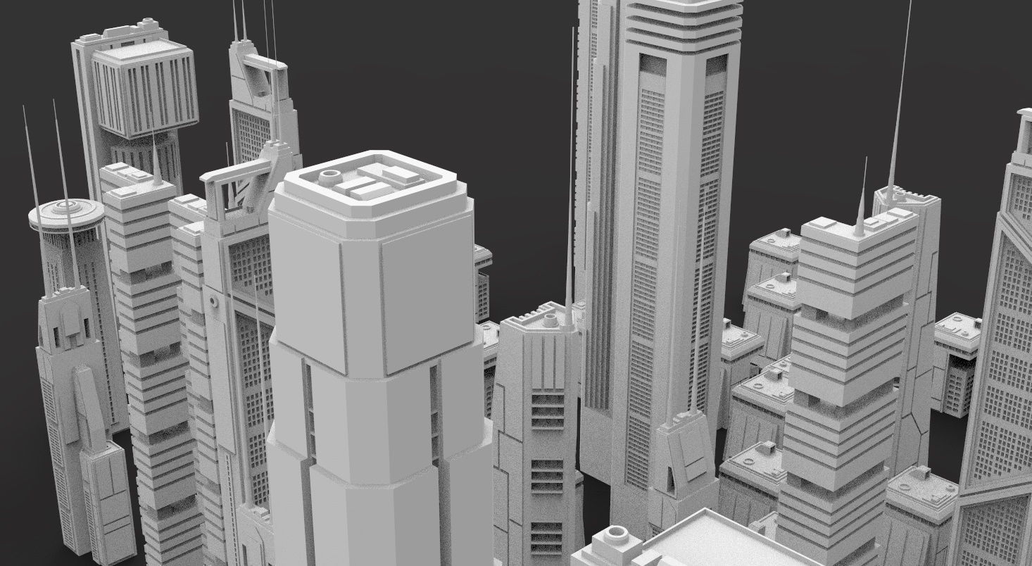 Sci-Fi building dressing kitbash PACK - 2 Low-poly 3D model_4