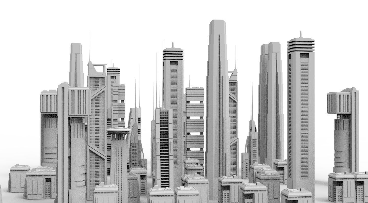 Sci-Fi building dressing kitbash PACK - 2 Low-poly 3D model_5