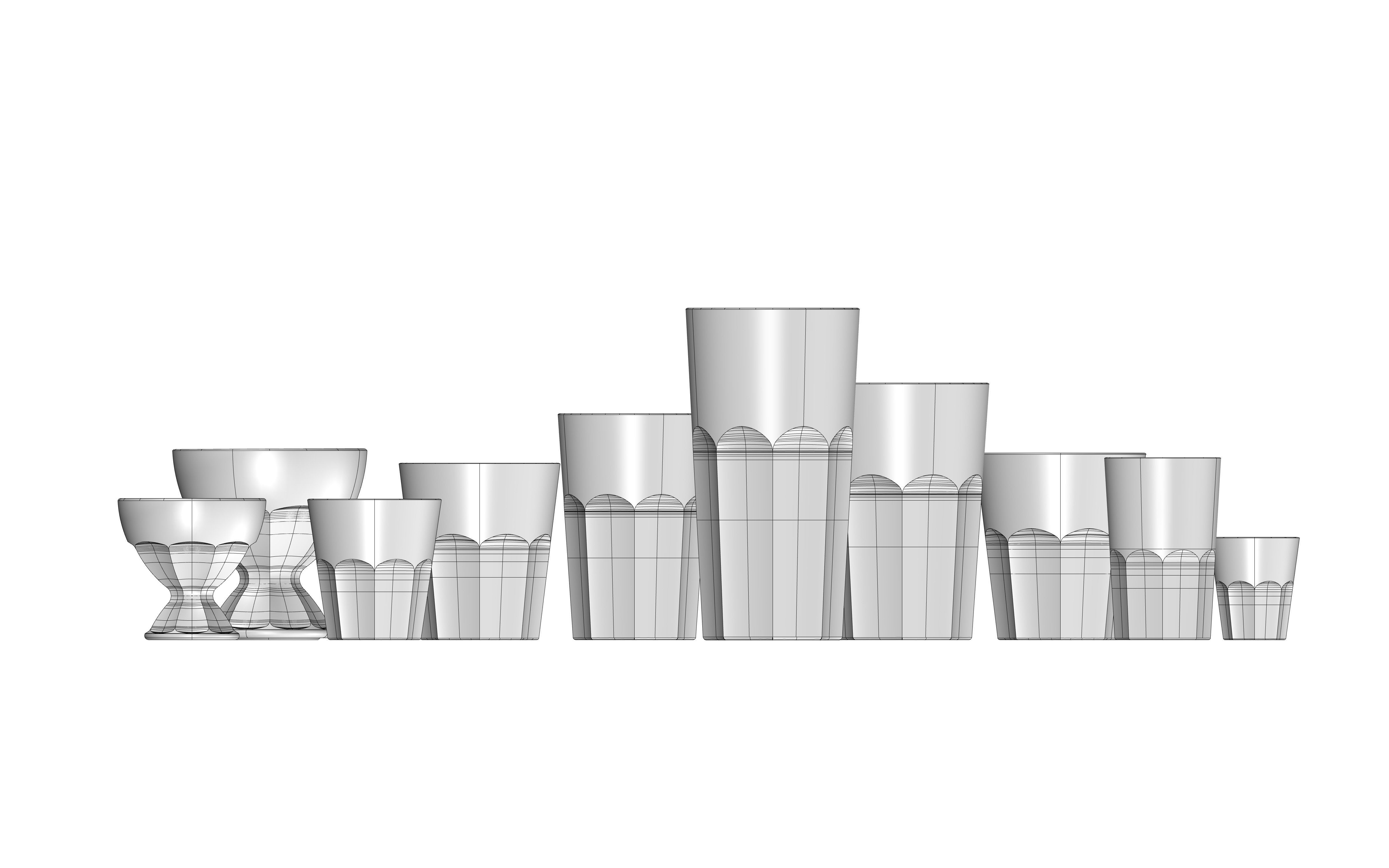 glassware set glass tumblers 3D model_7