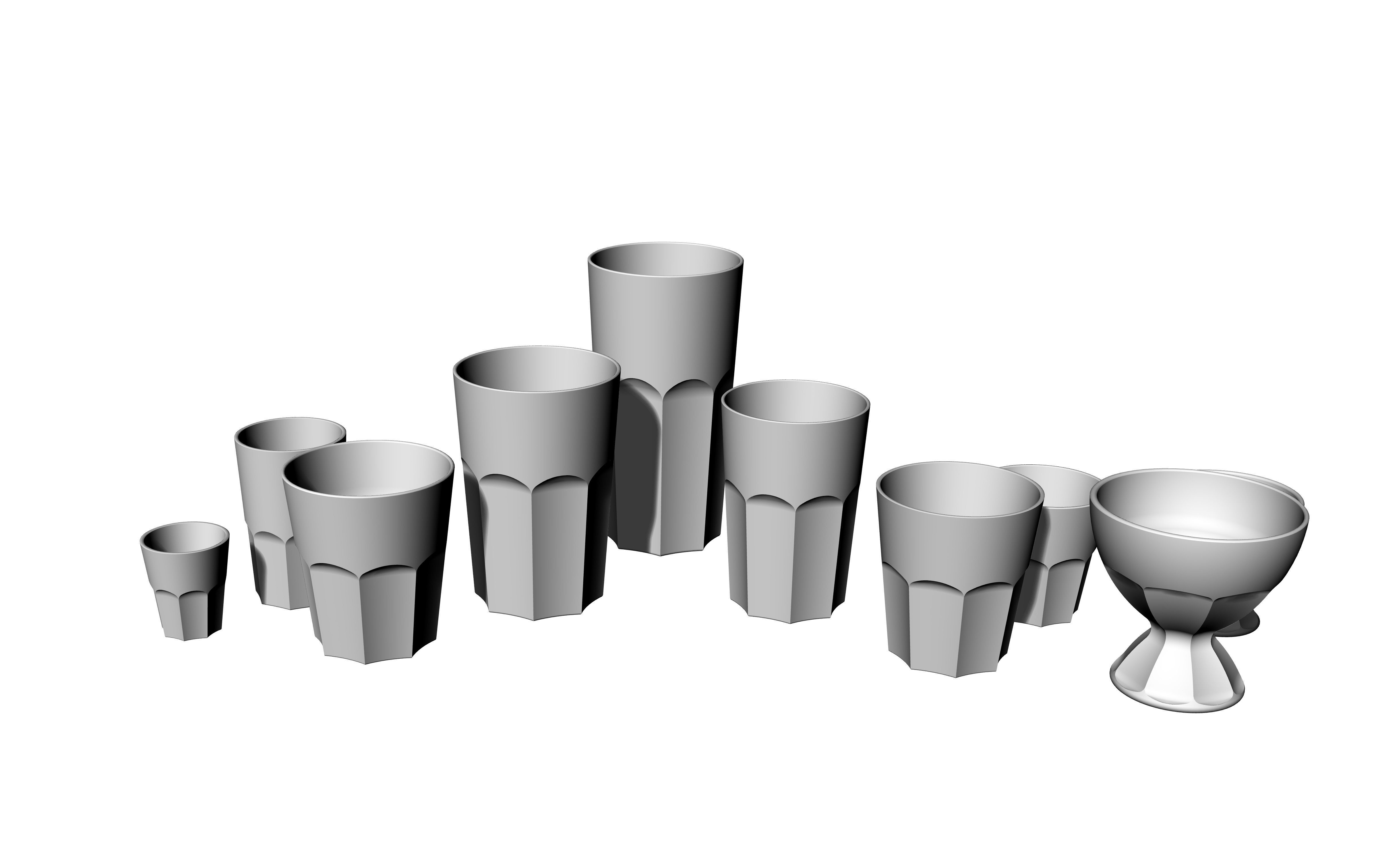 glassware set glass tumblers 3D model_12