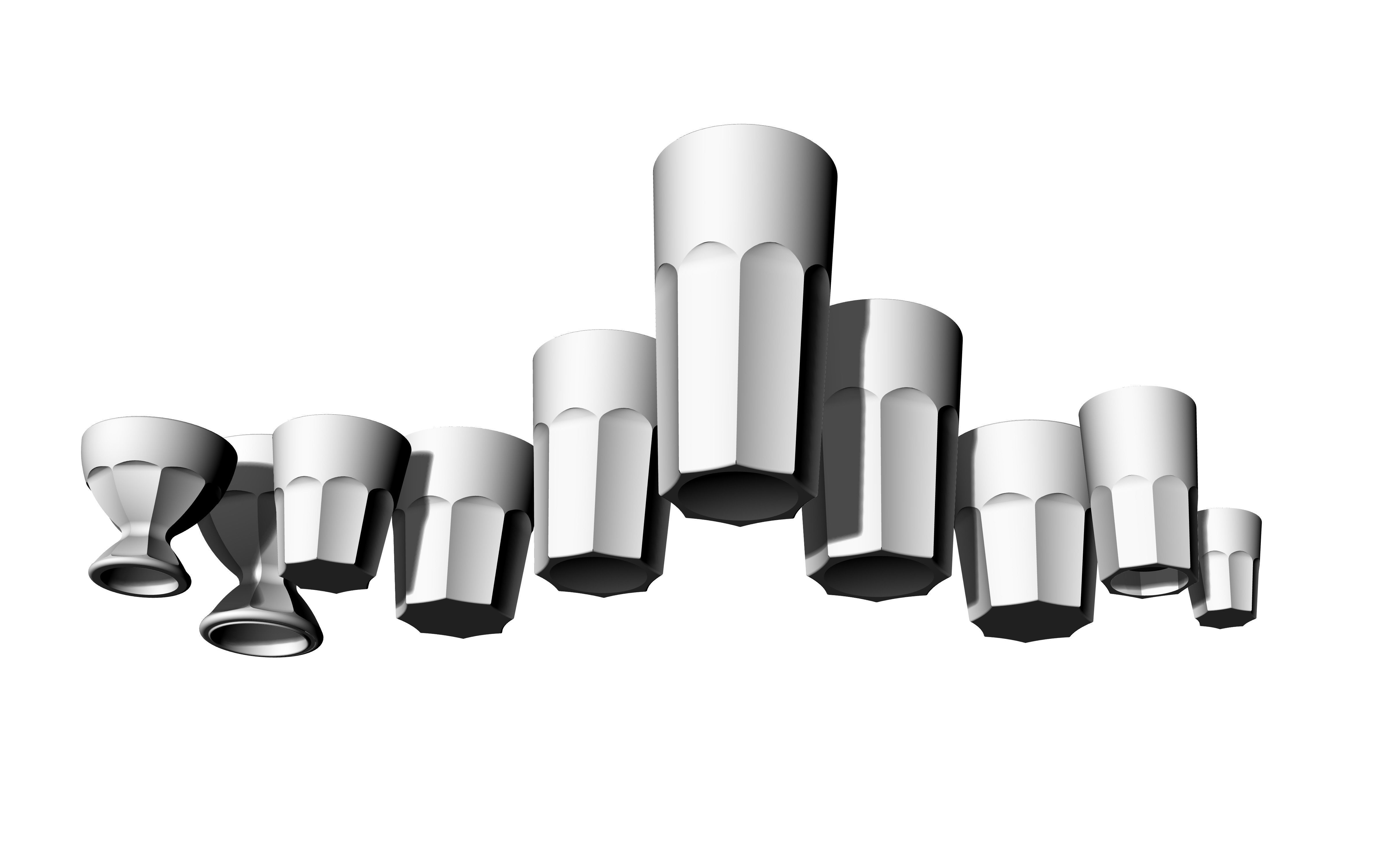 glassware set glass tumblers 3D model_9