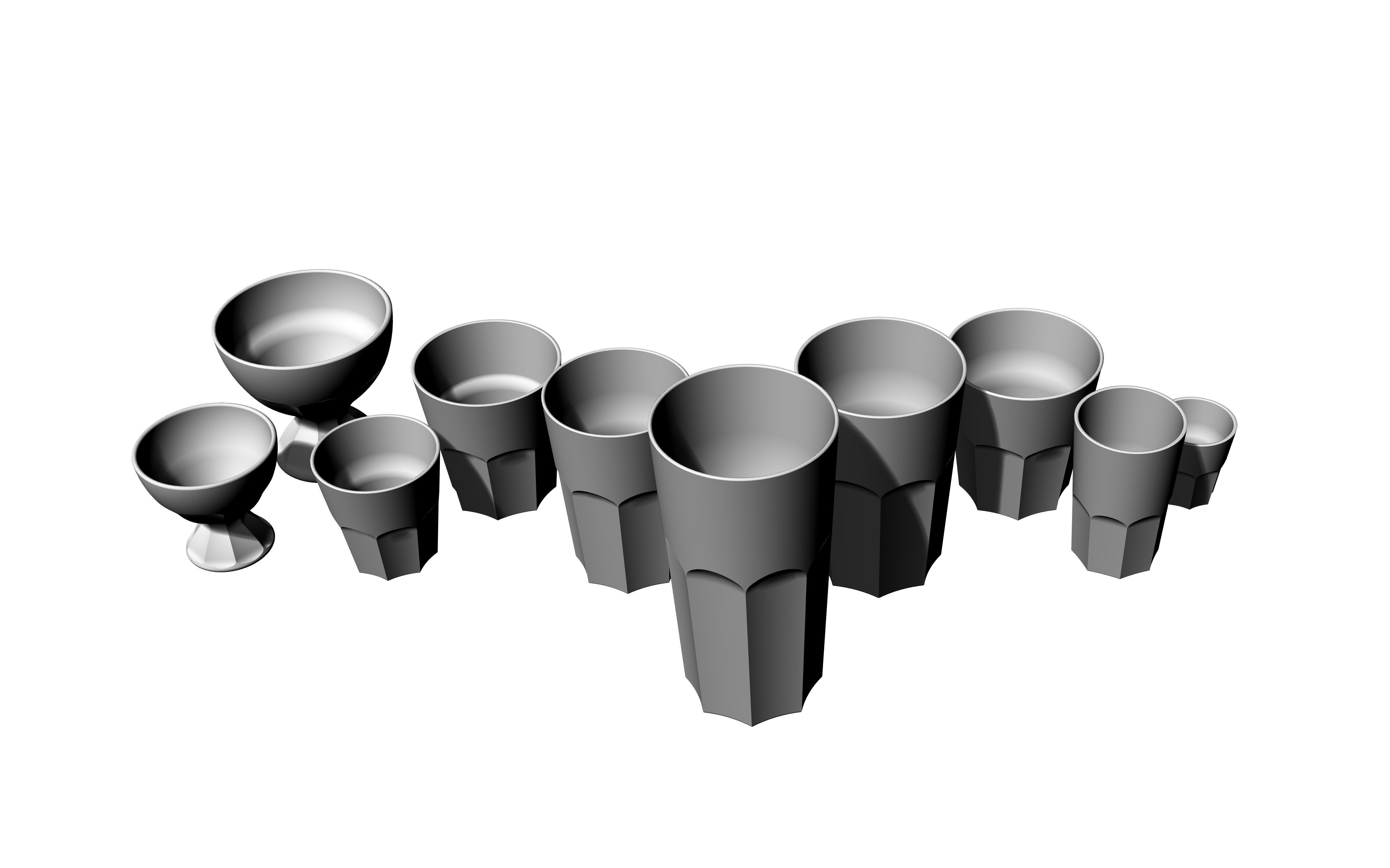 glassware set glass tumblers 3D model_8