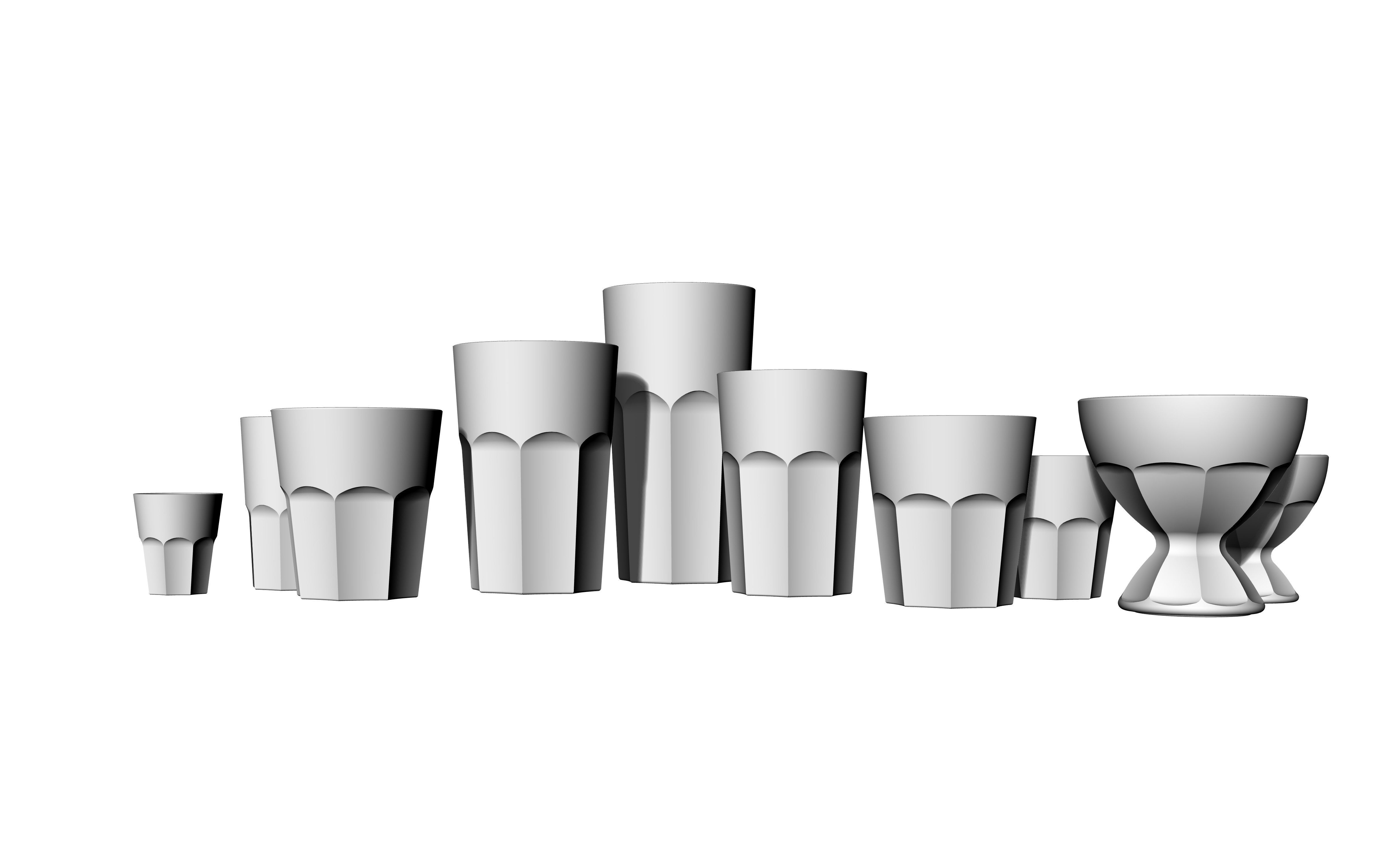 glassware set glass tumblers 3D model_15