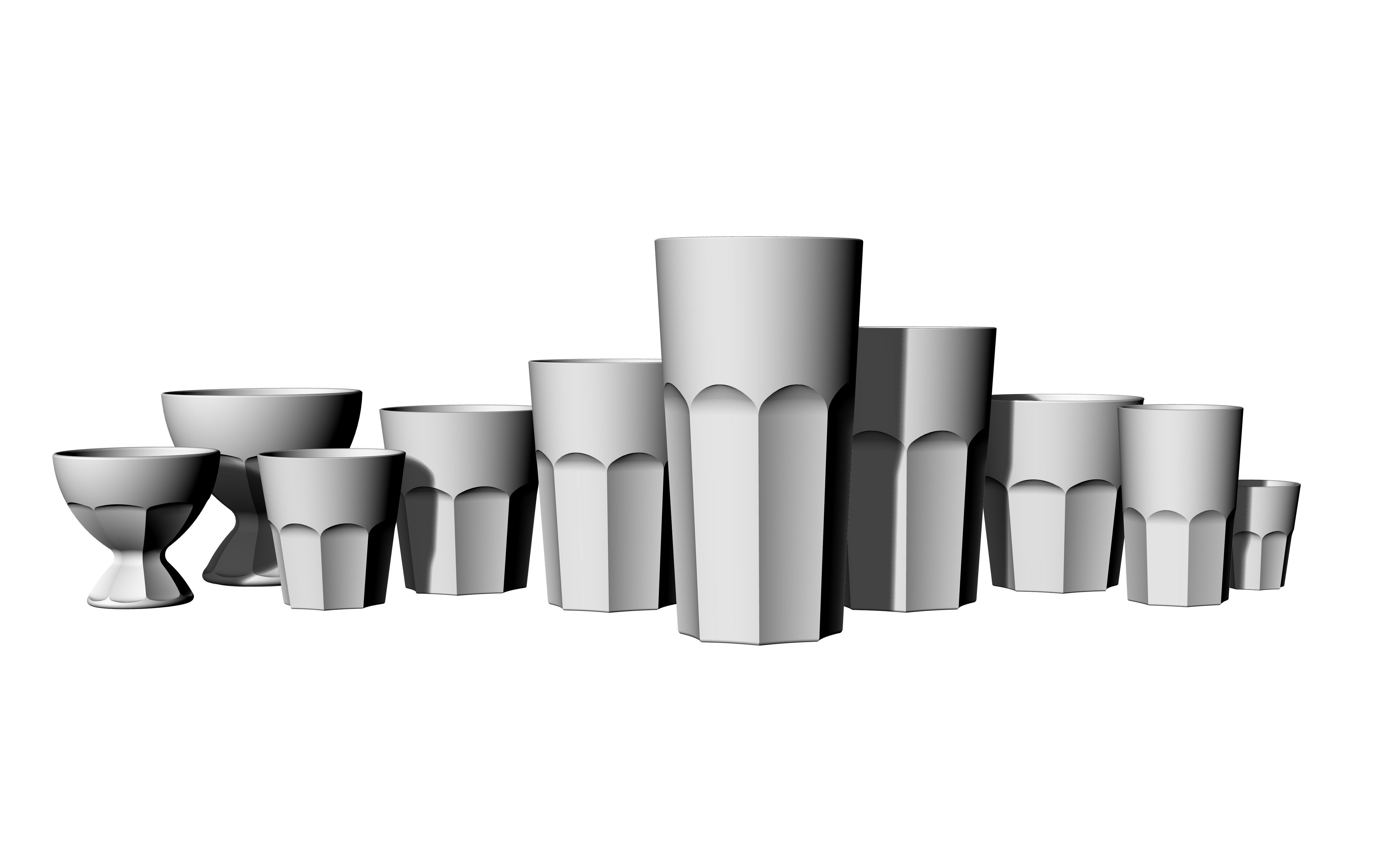 glassware set glass tumblers 3D model_10