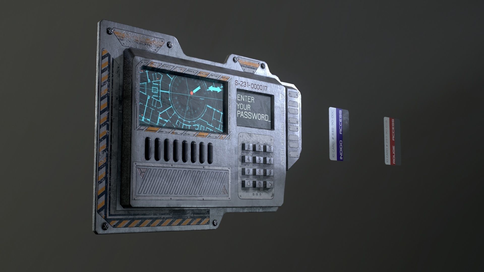 Sci-Fi Door electric lock keypad or Card reader Low-poly 3D model_59