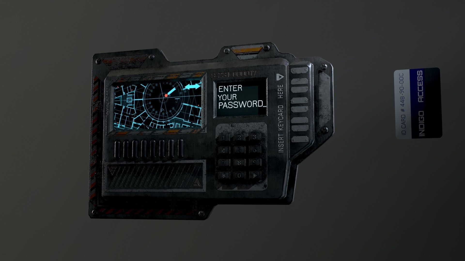 Sci-Fi Door electric lock keypad or Card reader Low-poly 3D model_39