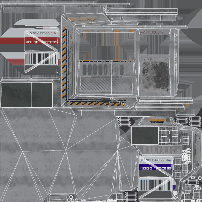 Sci-Fi Door electric lock keypad or Card reader Low-poly 3D model_4