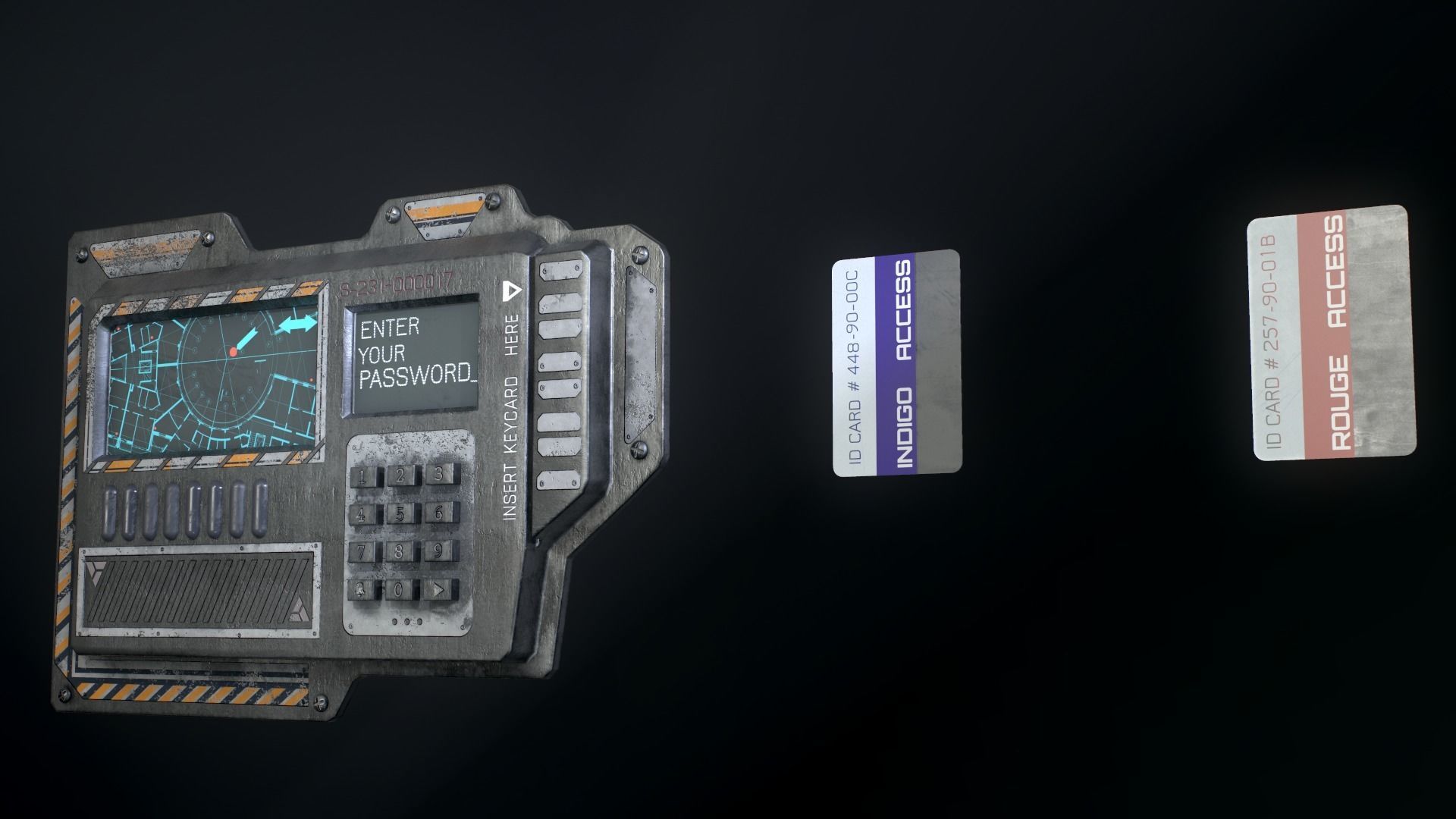 Sci-Fi Door electric lock keypad or Card reader Low-poly 3D model_25