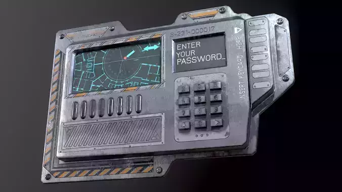 Sci-Fi Door electric lock keypad or Card reader Low-poly 3D model