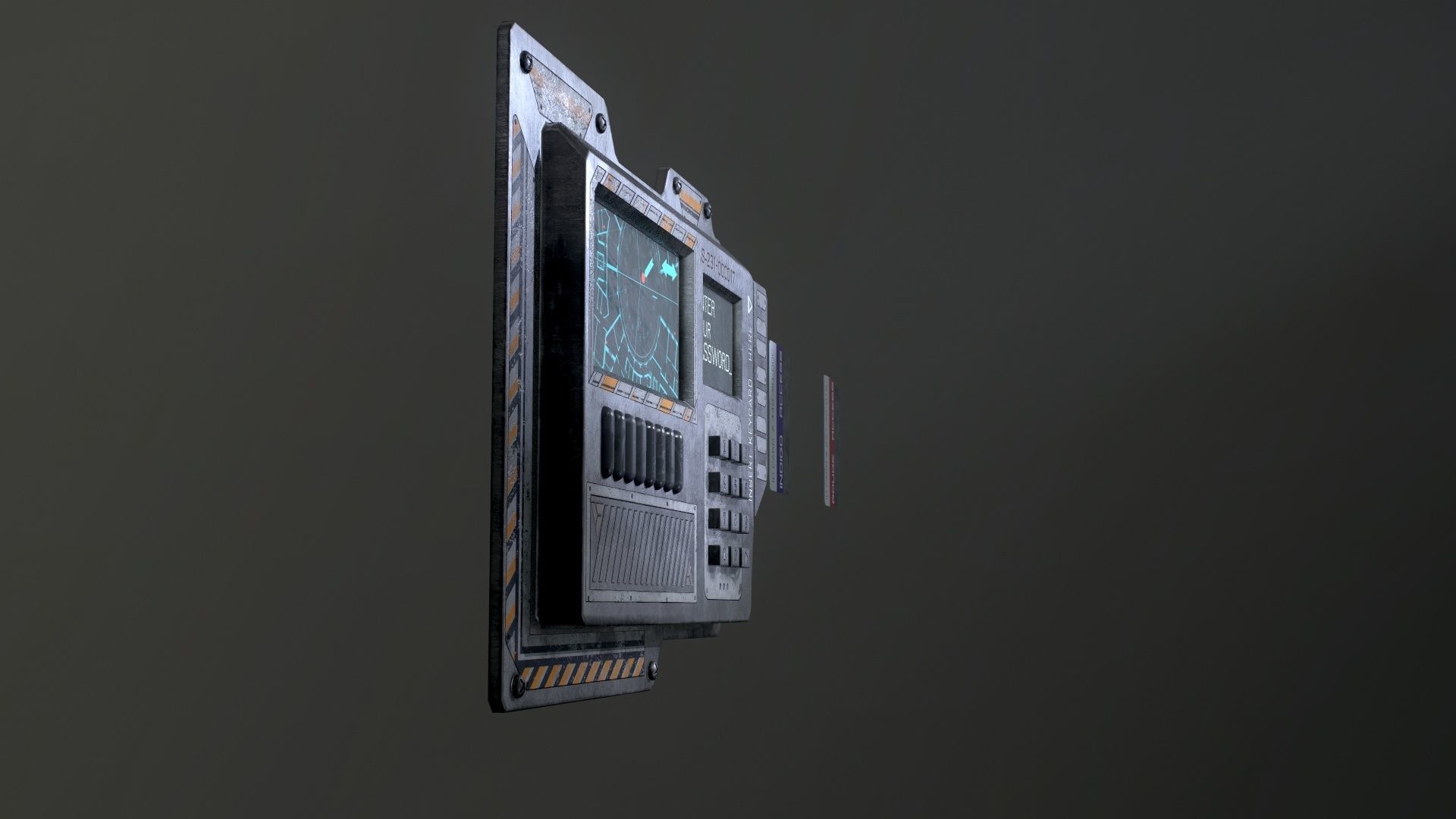 Sci-Fi Door electric lock keypad or Card reader Low-poly 3D model_52