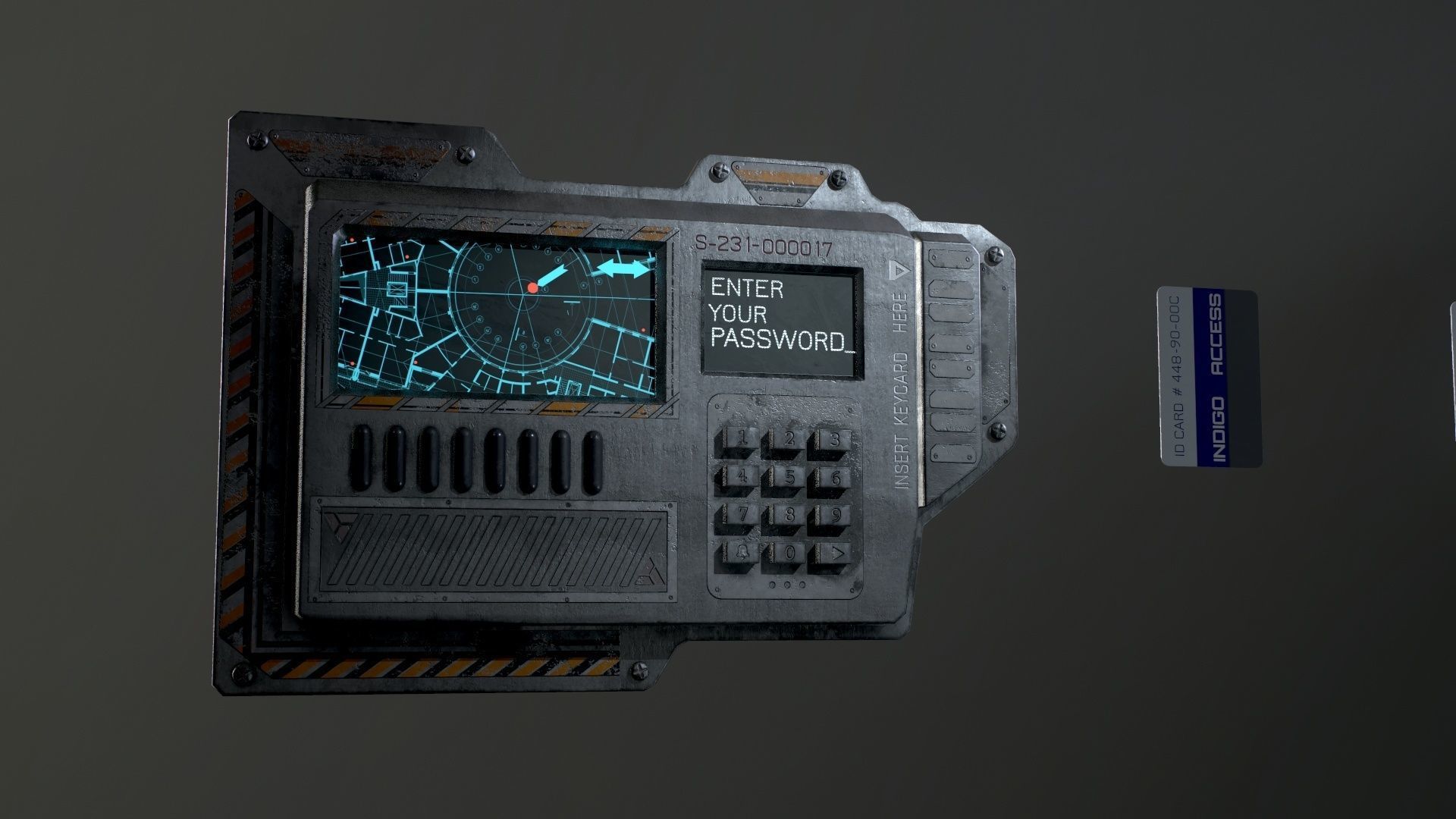 Sci-Fi Door electric lock keypad or Card reader Low-poly 3D model_35
