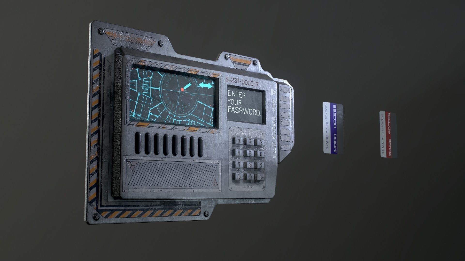 Sci-Fi Door electric lock keypad or Card reader Low-poly 3D model_46